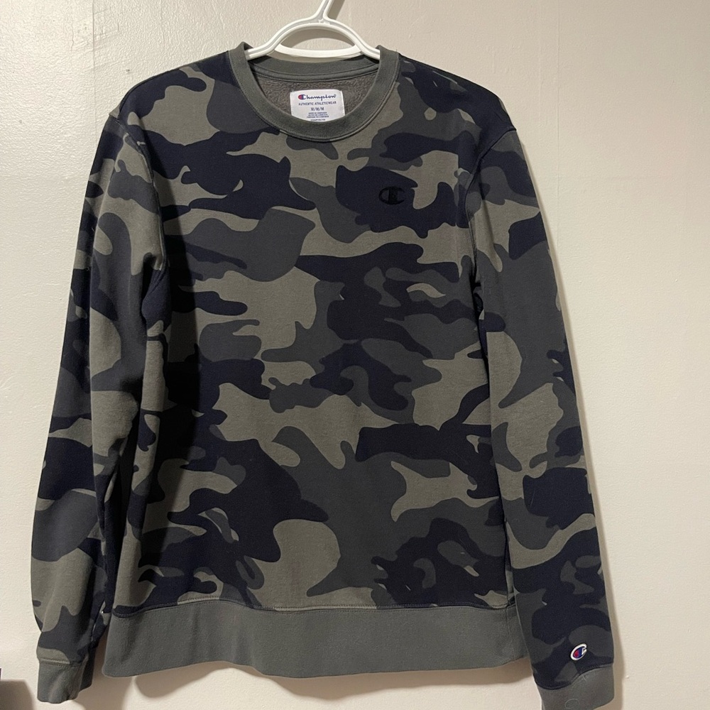 Champion Women's Camo Crewneck Sweater - Black and Gray